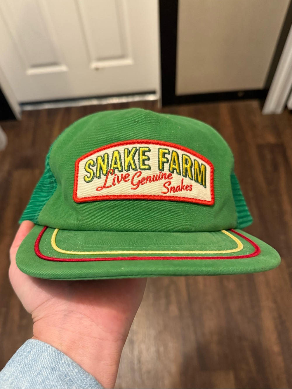 Vintage Sendero “Snake Farm” Trucker Hat Green Mesh Snapback | Retro Western Cap